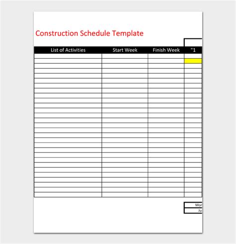 Free Construction Schedule Templates Docformats