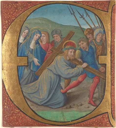 Historiated Initial E Christ Carrying The Cross Ms M1189