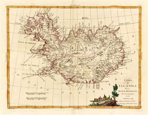 Beautiful Antique Map Of Iceland Vintage Wall Art Iceland Map