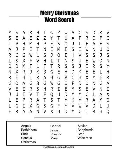 Christian Christmas Word Search Printable Printable Word Searches