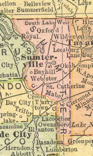 Map Of Sumter County Florida 1910