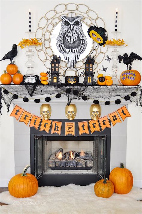 My Spooky Halloween Mantel Decorations — 2 Ladies And A Chair