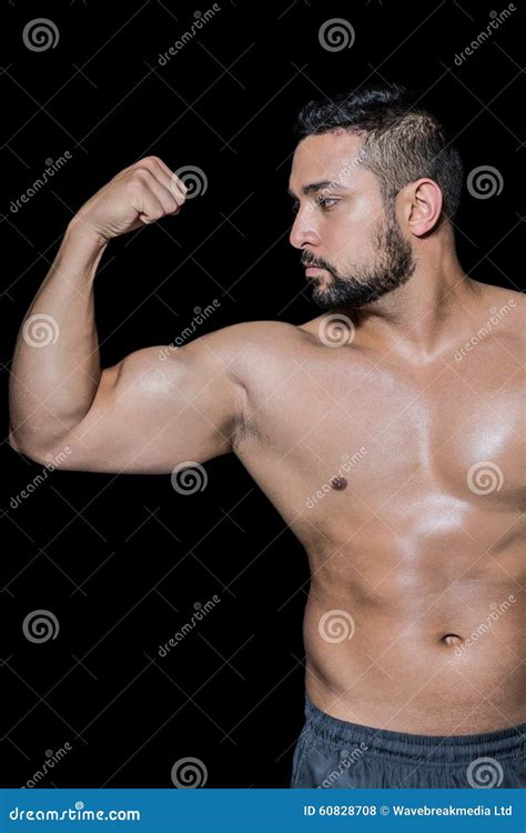 Bodybuilder Man Flexing His Muscles Stock Photo Image Of Confidence