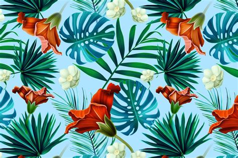 Tropical Pattern Jungle Flowers By Mystel On Creative Market Aloha