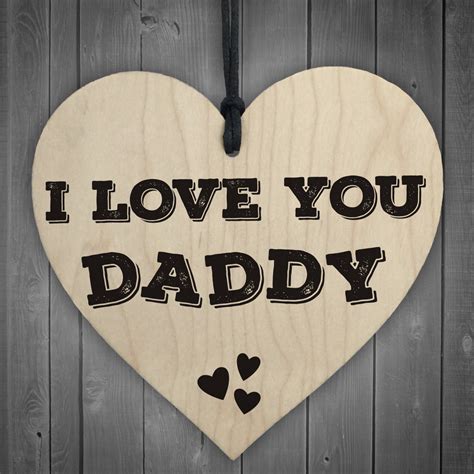 I Love You Daddy Wooden Hanging Heart Fathers Day T