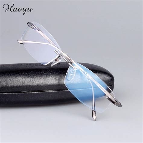 Haoyu Pure Titanium Eyeglasses Men Frames Rimless Glasses Myopia Spectacle Optical Glasses