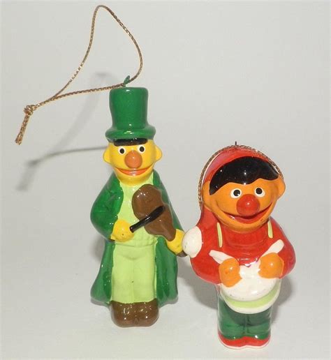 8 Vintage Sesame Street Christmas Ornaments Ceramic Big Bird Bert Ernie