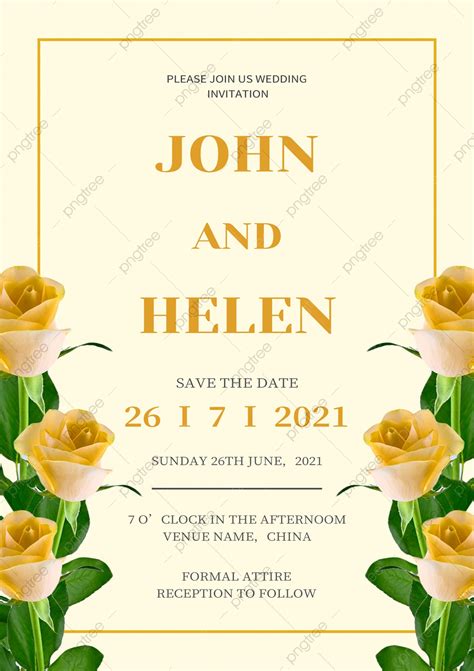 Yellow Warm Wedding Invitation Template Download On Pngtree