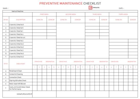 Machine Maintenance Schedule Excel Template —