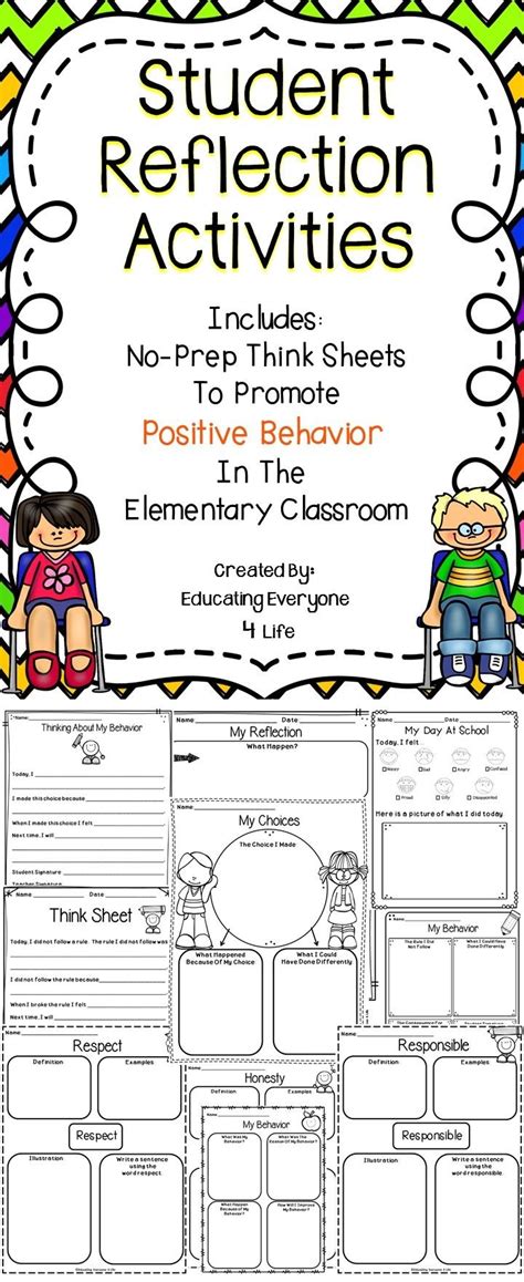Free Printable Behavior Reflection Sheets You Can Use It When A Student