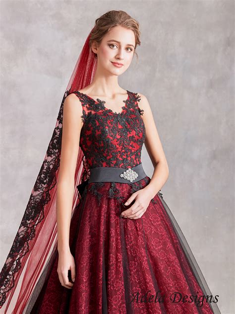 Gothic Black And Red Wedding Dress Adela Designs