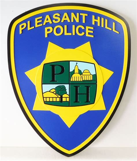 Carved 3 D Wall Plaque Of The Shoulder Patch Of The Pleasant Hill Police Department This And