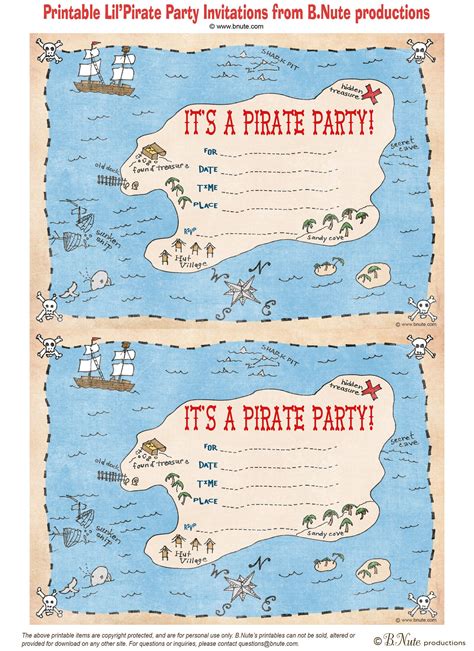 Bnute Productions Free Printable Pirate Party Invitations Pirate