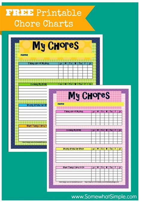 55 Best Chore Charts Images On Pinterest Free Printable Chore Charts