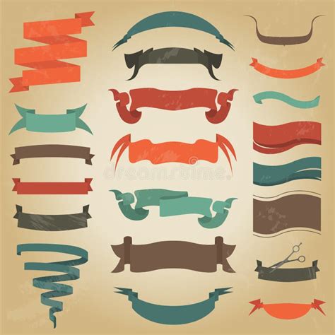 Set Of Retro Ribbons And Arrows Banner Stock Vector Illustration Of
