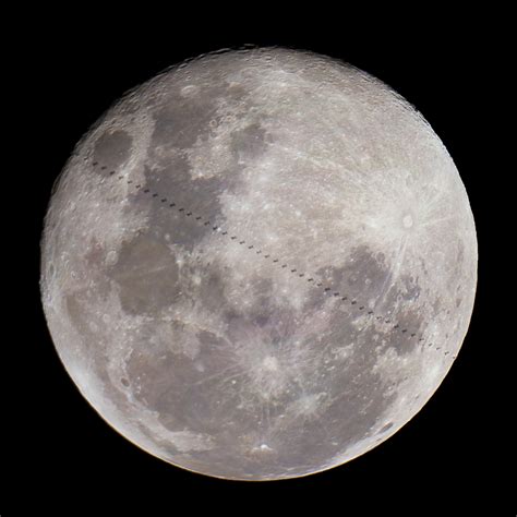 International Space Station Transit Of Tuesdays Full Moon R