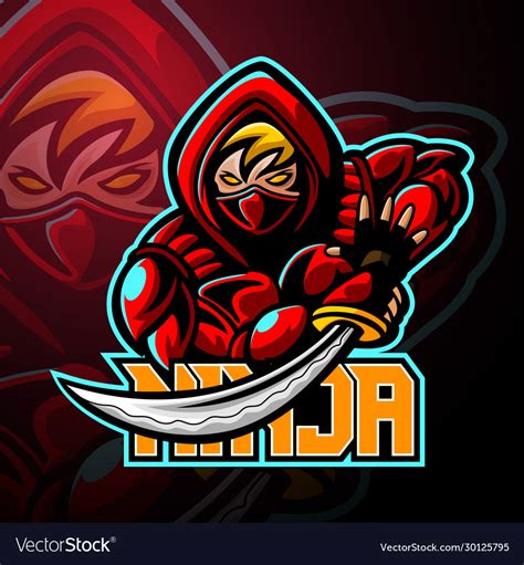 Ninja Mascot Sport Esport Logo Design Royalty Free Vector