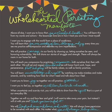 The Wholehearted Parenting Manifesto Brene Brown Brene Brown Quotes