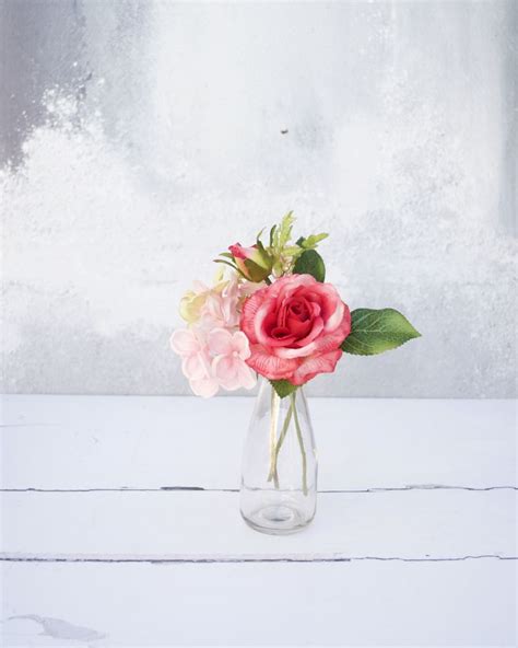 Rose Bouquet With Mini Milk Bottle Vase By Abigail Bryans Designs