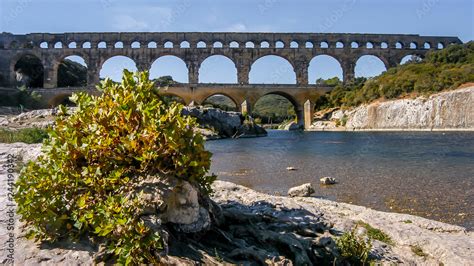 Pont Du Gard France Mighty Aqueduct Bridge Rising Over 3 Well Preserved Arched Tiers Built By