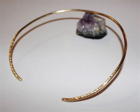 Hammered Open Choker Cuff In Gold Silver Hammered Silver Gold