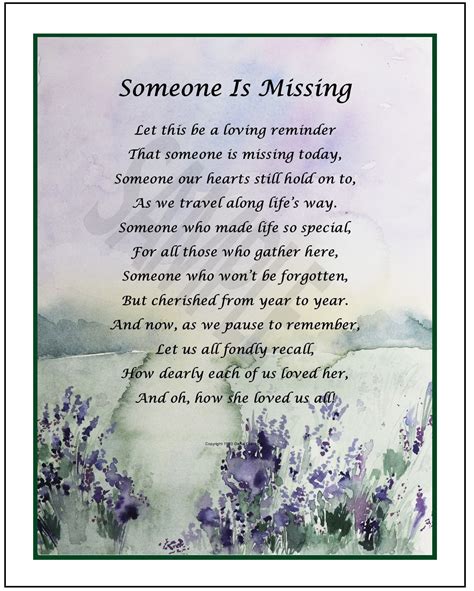 Someone is Missing-bereavement Poem Sympathy Poem Memorial Poem