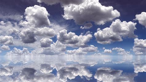 Download Wallpaper 1920x1080 Clouds Reflection Sky Water White