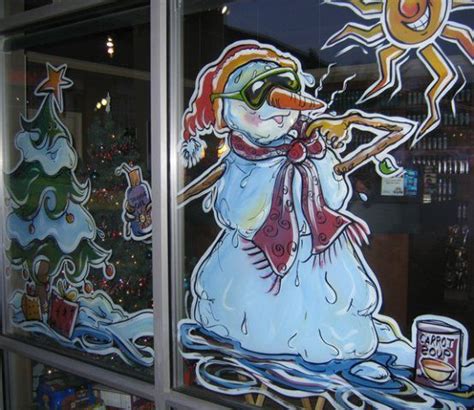 Snowman Melting In The Sun Window Painting Christmas Window Painting
