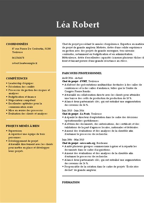 Exemples De Cv De Chef De Projet Moncvparfait