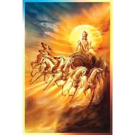 Surya Dev With 7 Running Horses Chariot Painting Left View