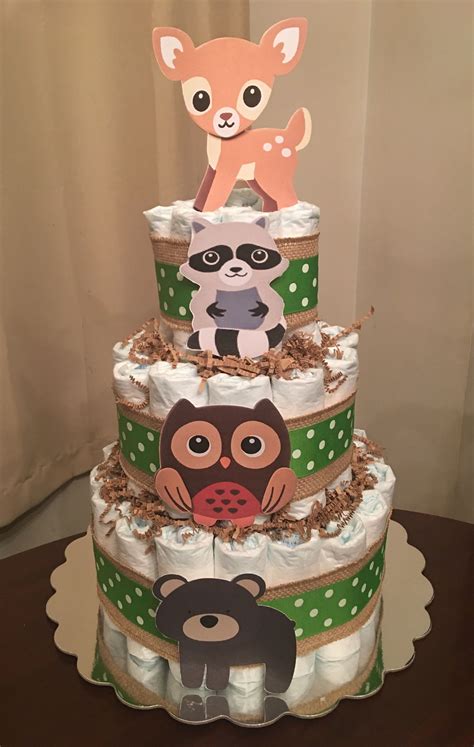 Woodland Animal Diaper Cake Forest Baby Showers Baby Shower Woodland
