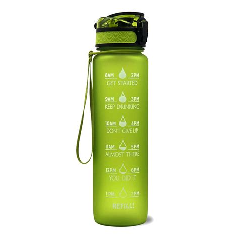 Tomshine Sports Water Bottle With Time Marker Bpa Free And Leak Proof