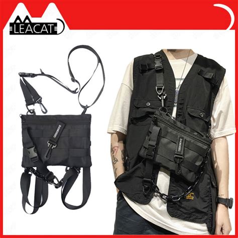 Leacat Functional Tactical Chest Bag For Men Fashion Hip Hop Vest Streetwear Bag Waist Pack