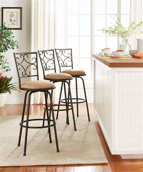 Mainstays Gillian Bar Stool With Adjustable Height Black And Beige
