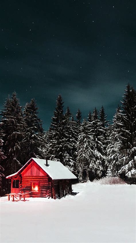 Snowy Cabin Wallpaper