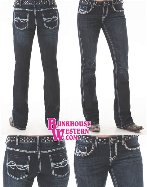 Cowgirl Tuff Company Midnight Rocks Jeans Dark Wash Denim Barbed Wire Design On Pockets