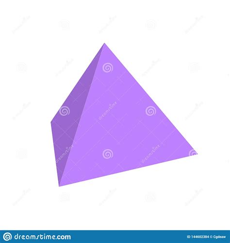 Purple Tetrahedron Basic Simple 3d Shapes Isolated On White Background