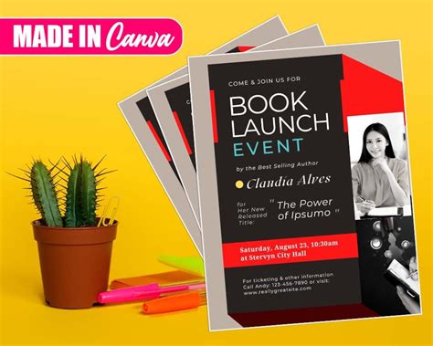 Book Launch Flyer Diy Canva Book Launch Flyer Template 2022 Etsy