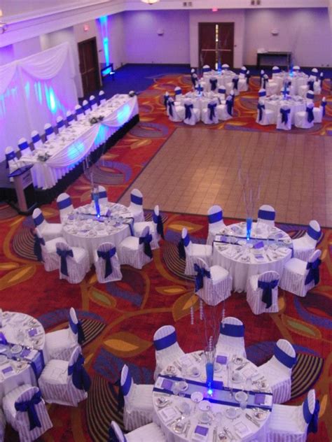 blue  white wedding reception decorations