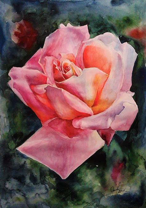 Floral Art Watercolor Rose Flowers Plants Painting Drawing