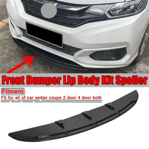 Front Bumper Lip Body Kit Spoiler For Car Universal Inch Glossy Black Easy Install