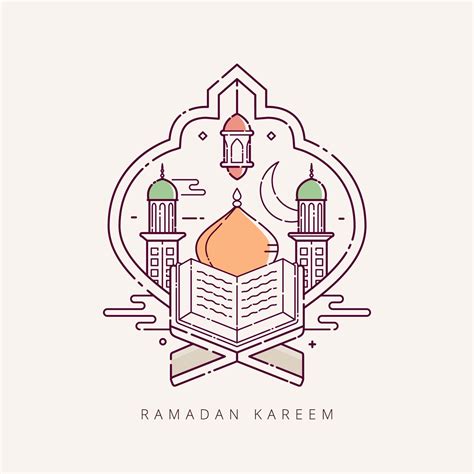 Ramadan Kareem With Line Art Style Islamic Symbol 2078876 Vector Art At