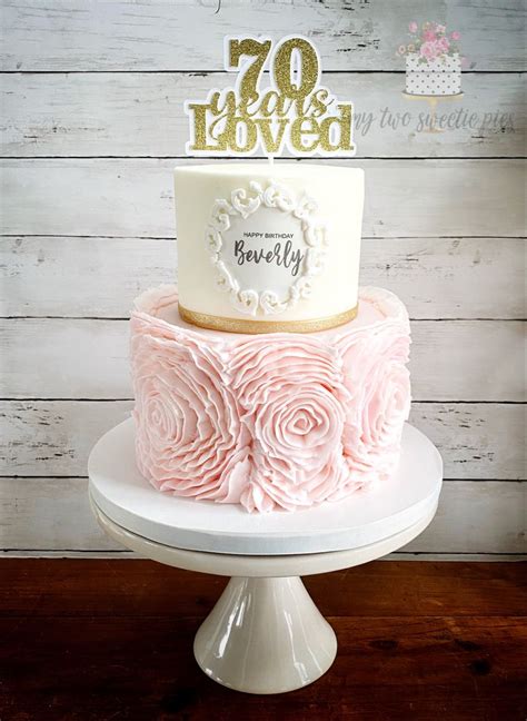 Styled by karyn krywicki of peekaboo parties, out of melbourne, au; Ruffle 70th birthday cake in 2020 | 70th birthday cake, Birthday cake roses, 70th birthday