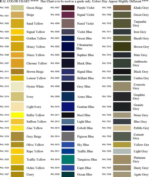 Free Ral Colour Chart Pdf Kb Page S