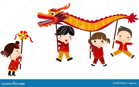 Chinese New Year Festivaldragon Dance Stock Vector Illustration Of