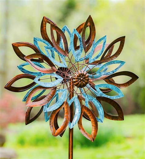 Verdigris And Copper Leaves Metal Wind Spinner All Wind Spinners