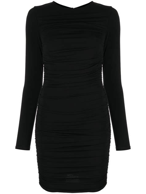 Alice And Olivia Katherina Ruched Long Sleeve Dress In Black Modesens