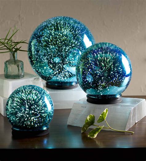 Bluemercury Glass Lighted Gazing Ball Timer Led Fairy Lights Decor In