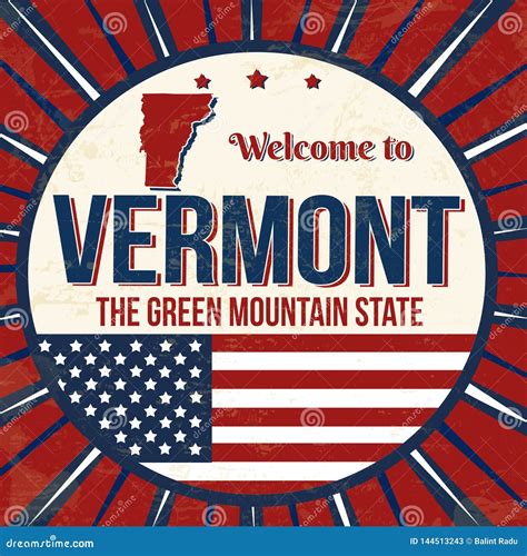 Welcome To Vermont Vintage Grunge Poster Stock Vector Illustration Of