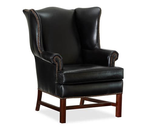 Wingback chairs and wingback armchairs. Thatcher Leather Wingback Chair - Black| Pottery Barn